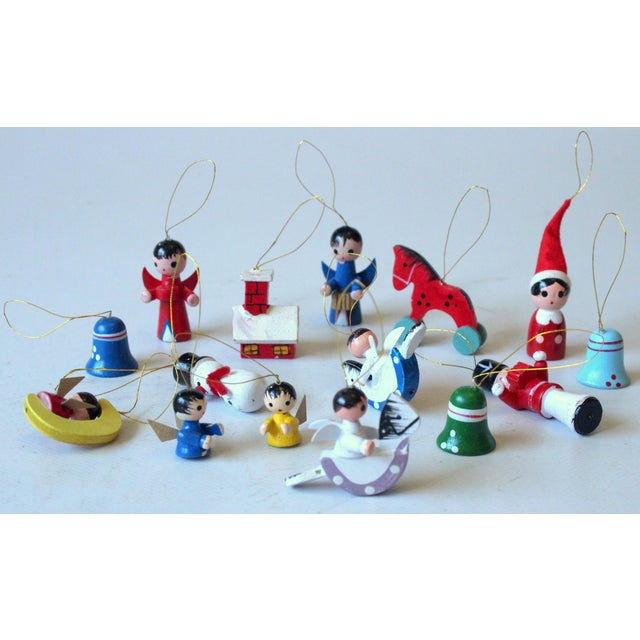 Traditional Handmade Wooden German Christmas Ornaments - Set of 15 - Vintage From the 70 For Sale - Image 4 of 6