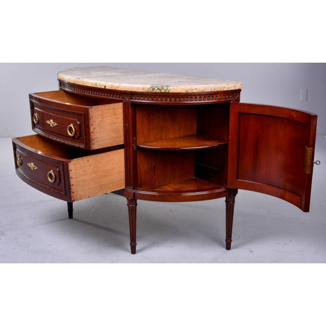Empire Style Demi Lune Marble Topped Two Door Commode With Two Drawers For Sale - Image 12 of 13