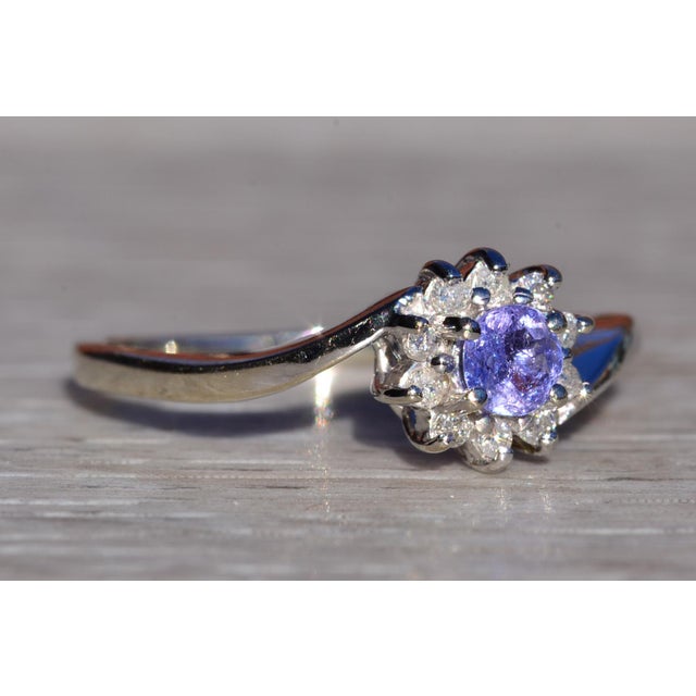 Silver The Laidlaw: Laies 14K White Gold Ring set with Tanzanite and Diamonds For Sale - Image 8 of 11