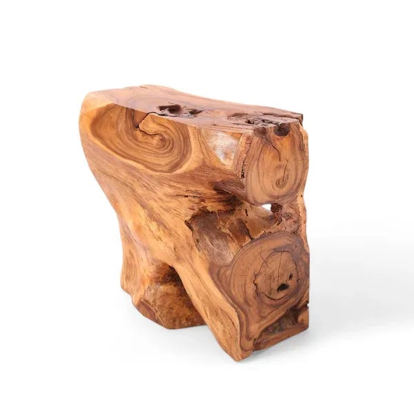 Wood Natural Sculptured Block Console Table, 31" Inch Long For Sale - Image 7 of 9