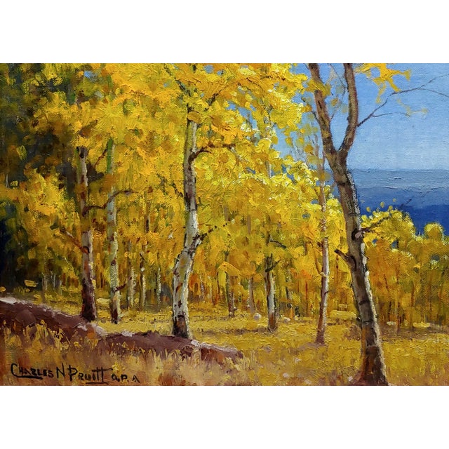 Charles Pruitt -Fall in a New Mexico Aspen Trees Landscape -Oil Painting For Sale - Image 4 of 8