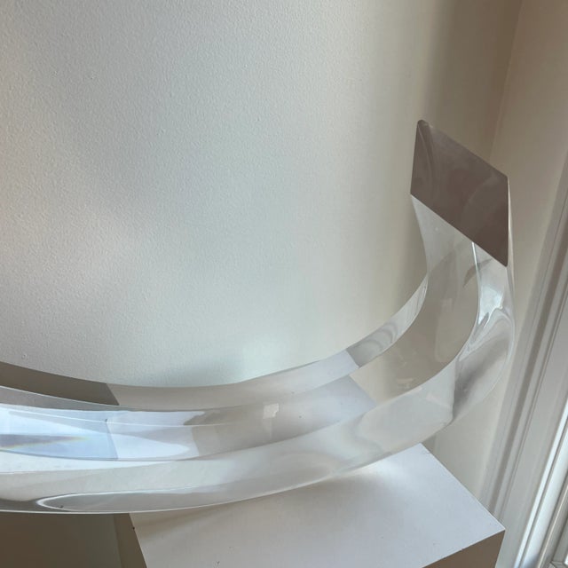 Transparent Lucite Abstract Laying Long Ribbon Sculpture by Michael Plaminek 1996 For Sale - Image 8 of 10