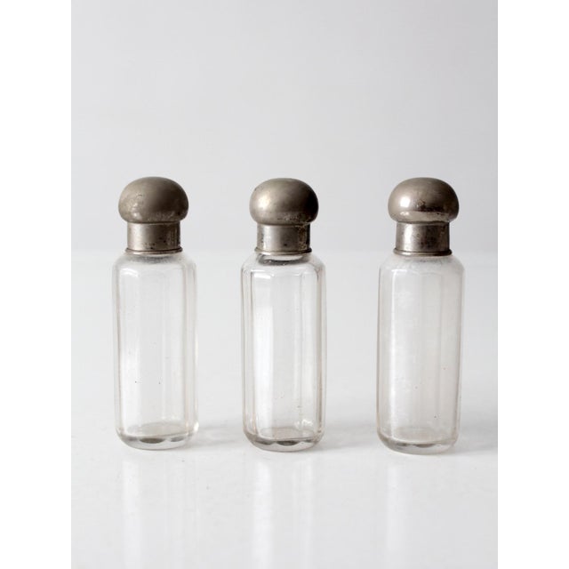 Metal Antique Art Deco Vanity Bottles Set For Sale - Image 7 of 10