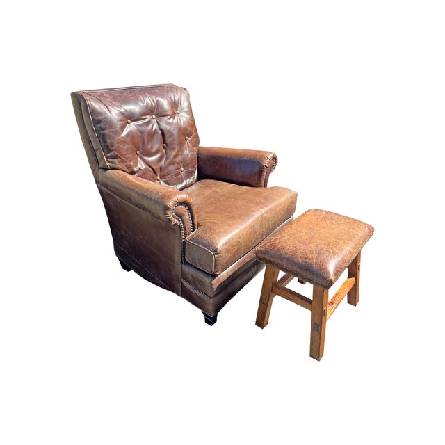 Leather Pottery Barn Chair and Ottoman Quality leather. Nicely design chair/ottoman set by Pottery Barn. Very comfortable!...