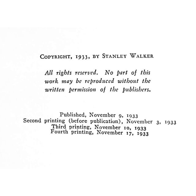 1930s "The Night Club Era" 1933 Walker, Stanley For Sale - Image 5 of 6