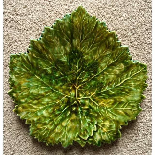 Vintage French Majolica Leaf Plate For Sale - Image 9 of 9
