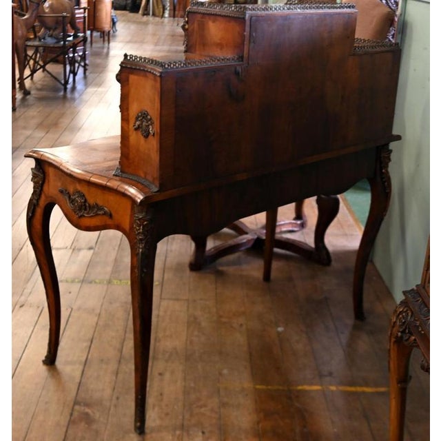 Antique English Burr Walnut Bonheur du Jour Writing Desk, 1860 For Sale - Image 11 of 14
