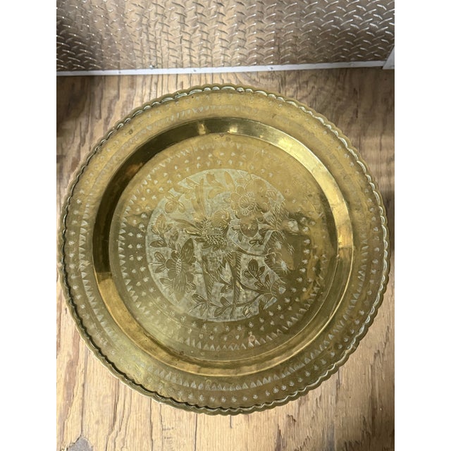 Vintage Boho Brass and Rattan Side Table For Sale - Image 4 of 9