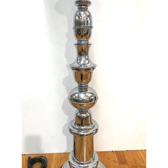 Chrome 1970s Italian Large "Candlestick" Style Floor Lamp For Sale - Image 8 of 12