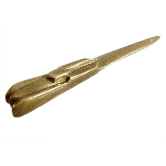 Metal French Art Deco Race Car Shaped Letter Opener in Bronze, 1930s For Sale - Image 7 of 11