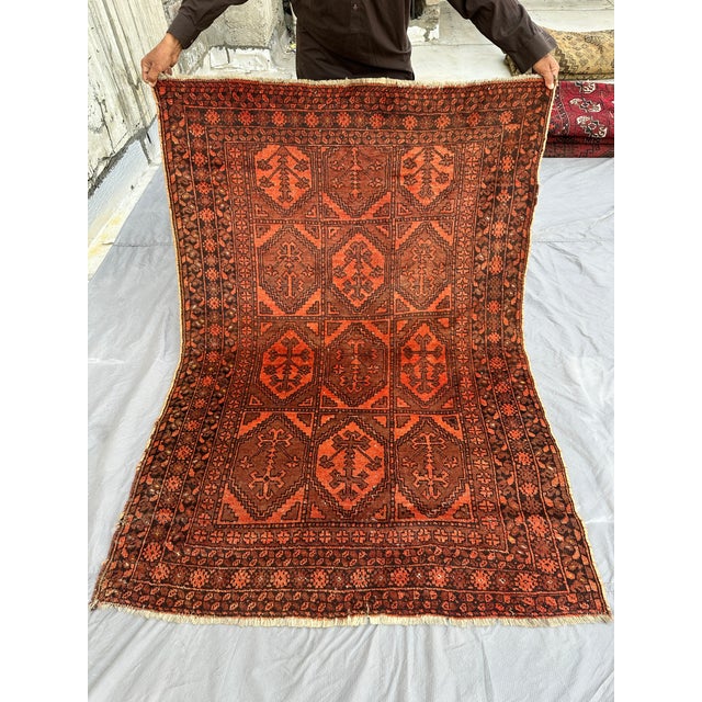 Antique Rust Herati Hand-Knotted Wool Rug - 5'3" X 3'8" For Sale - Image 4 of 12