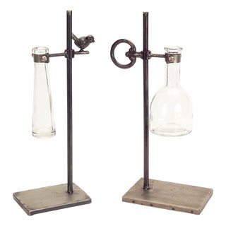 Hanging Bud Vase with Metal Stand (Set of 2) For Sale