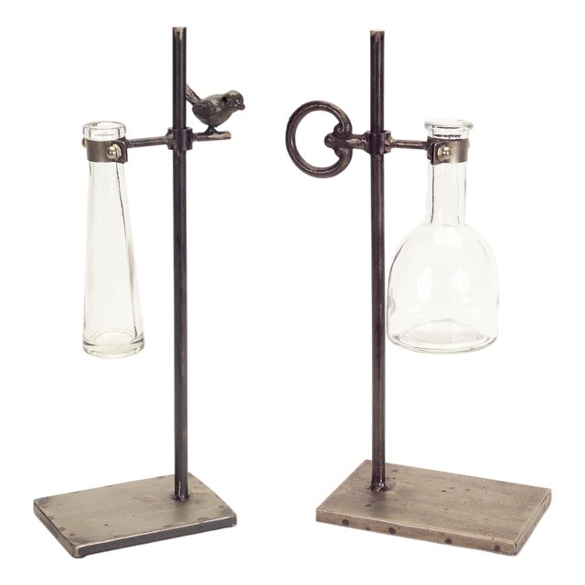 Hanging Bud Vase with Metal Stand (Set of 2) For Sale