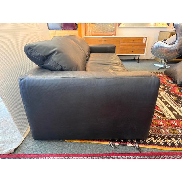 Animal Skin Restoration Hardware the Cloud Sofa, Ebony Cavalo Leather For Sale - Image 7 of 12