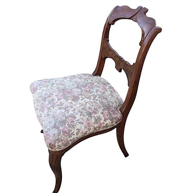 Antique Circa 1900 Victorian Hand Carved Balloon Back Side Chair For Sale - Image 4 of 6