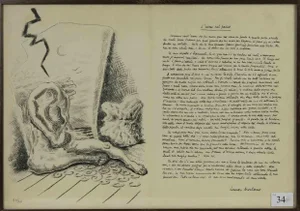 Alberto Savinio, The Man in the Well, Original Lithograph, 1945