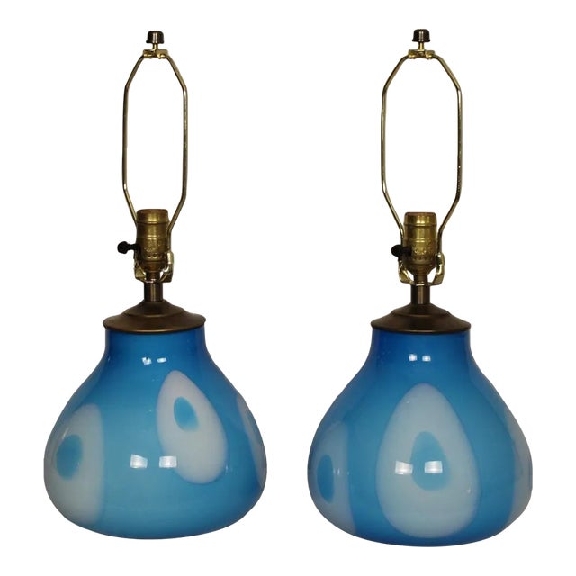 Mid 20th Century Mezza Influence Murano Lamps - a Pair For Sale