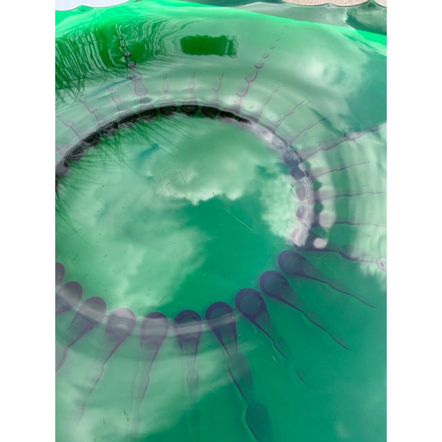 Glass 1930's New Martinsville Crystal and Emerald Radiance Punch Bowl With Underplate and Ladel, Complete Set For Sale - Image 7 of 11