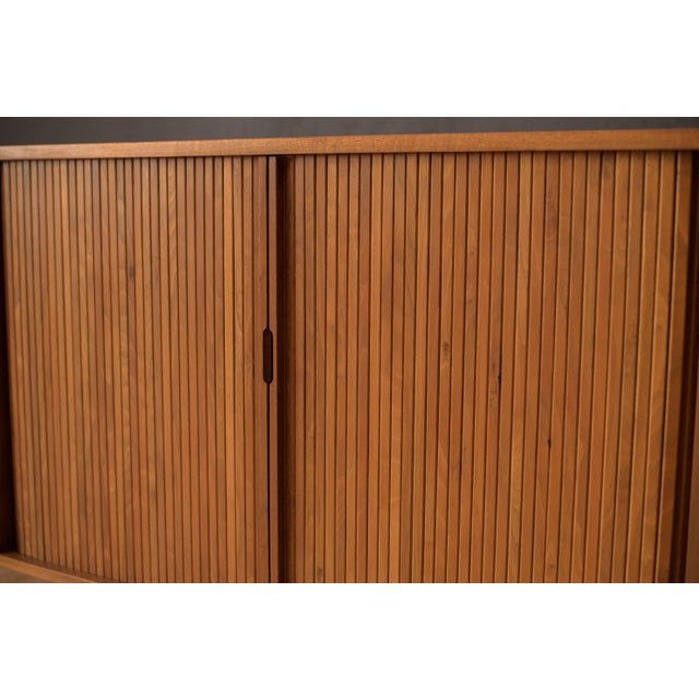 Mid-Century Modern Mid Century California Modern Walnut Tambour Door Credenza by Milo Baughman For Sale - Image 3 of 18