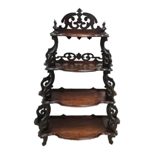 Late 19th Century Victorian Carved Mahogany Etagere