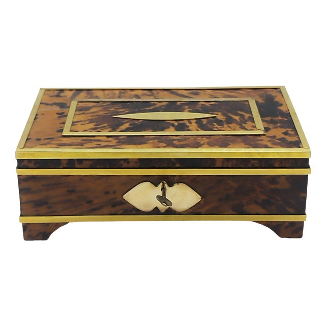 Wood and Brass Jewelry Box, 1950s For Sale