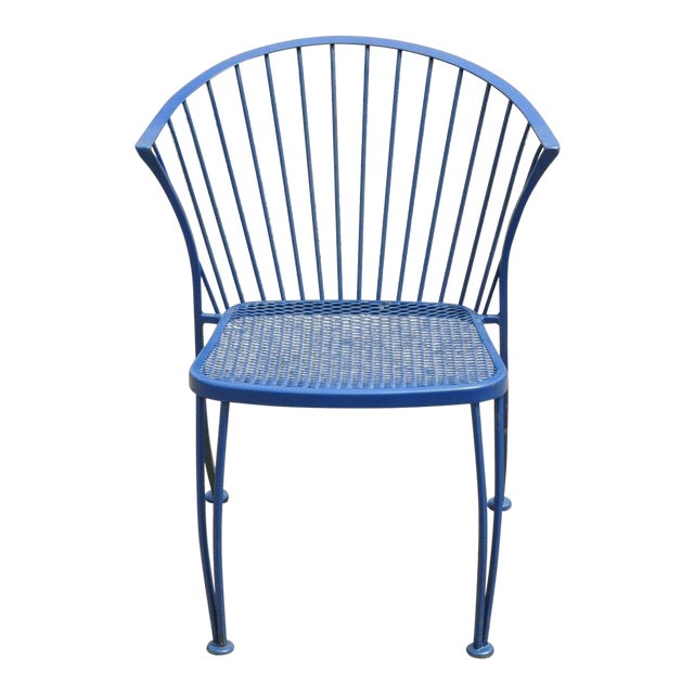 Vintage Mid Century Woodard Pinecrest Blue Wrought Iron Patio