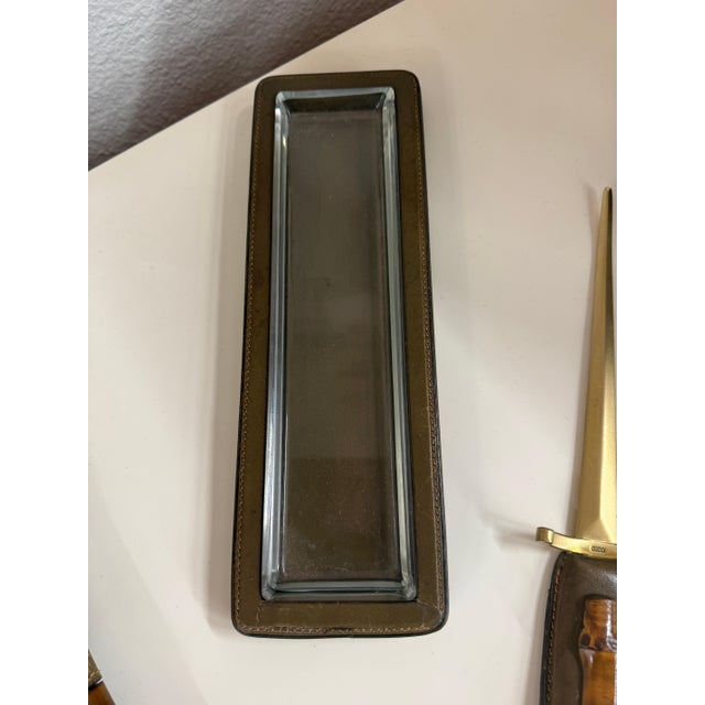Vintage 1970’s Gucci Leather and Faux Bamboo 5 piece Desk Set For Sale - Image 12 of 15