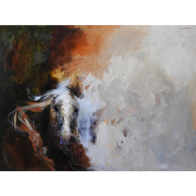 Abstract Expressionist, Oil Paint, Light and Dark - "Reflected Images of a Horses Profile" For Sale - Image 4 of 13