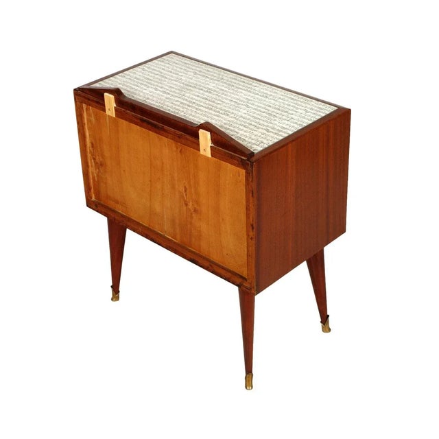 Paolo Buffa Mahogany & Elm Burl Veneer Nightstands by Paolo Buffa for Cantu, 1940s, Set of 2 For Sale - Image 4 of 5