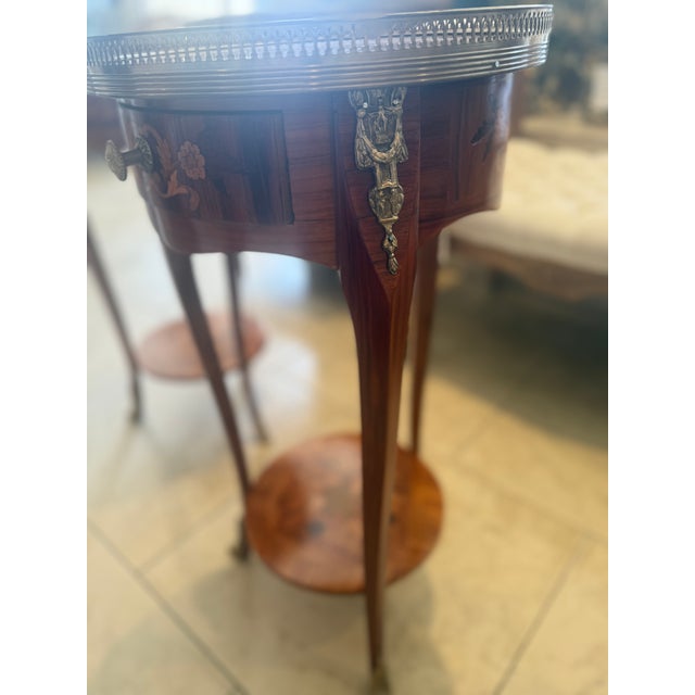 Late 19th Century French Marquetry Inlay Side Table With Brass For Sale - Image 9 of 15