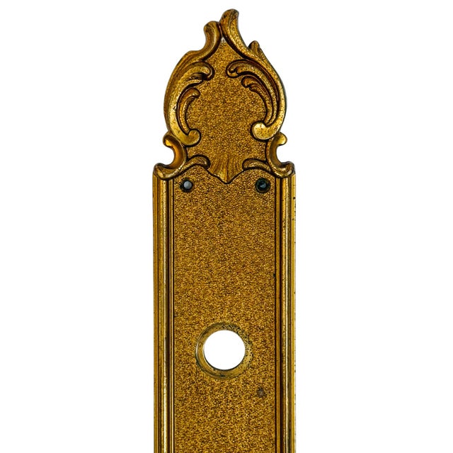 Mid 20th Century Pair of Vintage Parisian Louis XV Style Brass Door Backplates / Escutcheons For Sale - Image 5 of 9