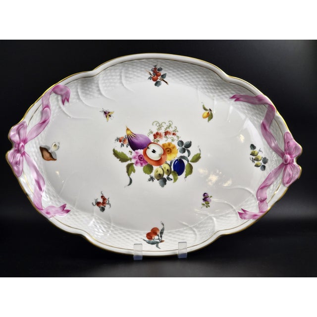 Antique Fruit Bouquet Porcelain Ribbon Tray from Herend, 1920s For Sale - Image 11 of 11