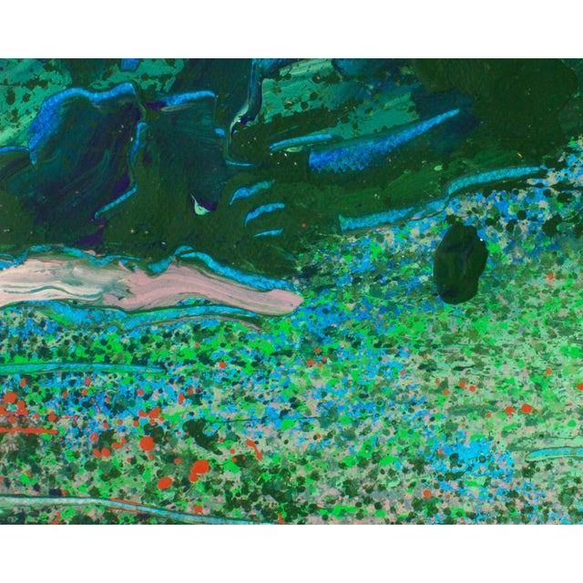 Abstract Signed 1980s Abstract Acrylic Landscape by Harry Hilson For Sale - Image 3 of 9