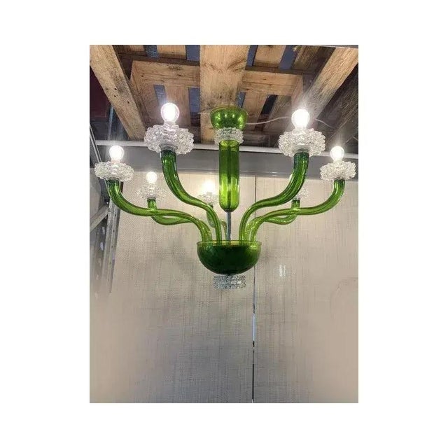 Green Green Murano Glass Chandelier with Trasparent Rostrato Boubeches by Simoeng For Sale - Image 8 of 11