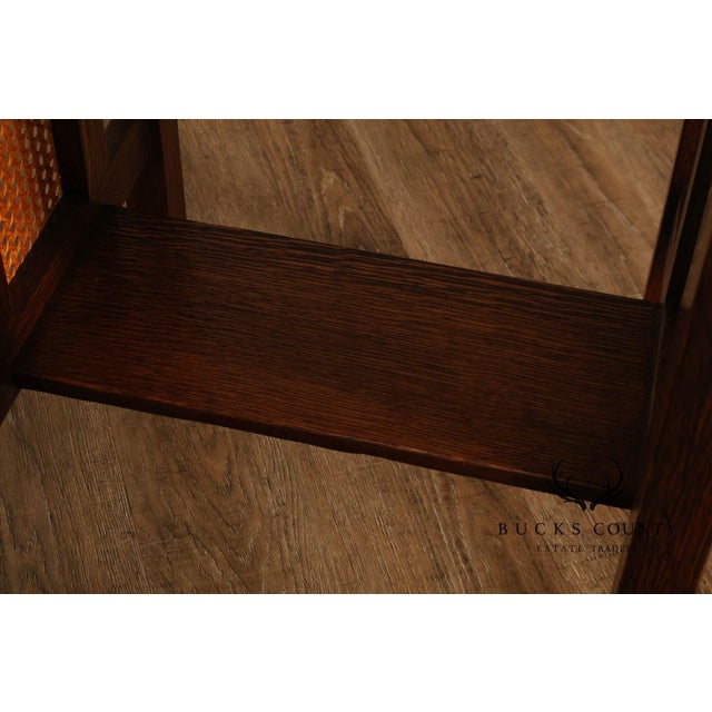 Stickley Brothers Antique Stickley Brothers Arts & Crafts Oak Side Table With Cane Panels For Sale - Image 4 of 18