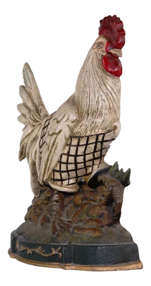 Pasargad DC Hand Painted Cast Iron Rooster Doorstop