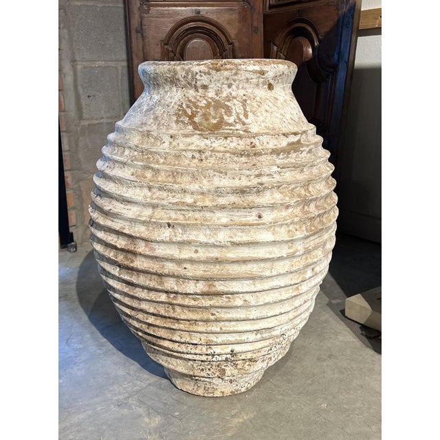 Antique White Patinated Terra Cotta Grain Pot From Greece For Sale - Image 4 of 8