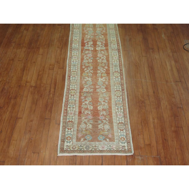 Turkish Antique Orange Turkish Floral Runner - 2'4" x 11'2" For Sale - Image 3 of 8