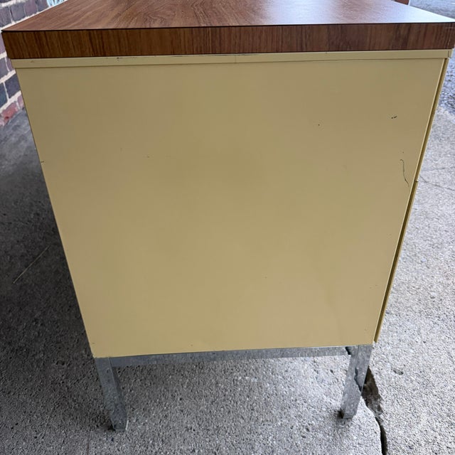 Light Yellow Steelcase Mid Century Modern 4 Drawer Tanker Credenza With a Center Tambour Door For Sale - Image 8 of 12
