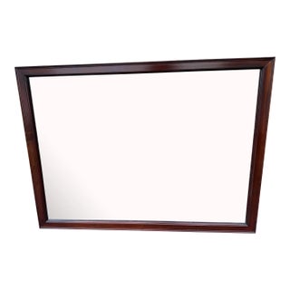 Vintage 1950s Solid Mahogany Wood Framed Wall Mirror For Sale