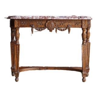 Antique French Louis XVI Marble Top Console Table For Sale