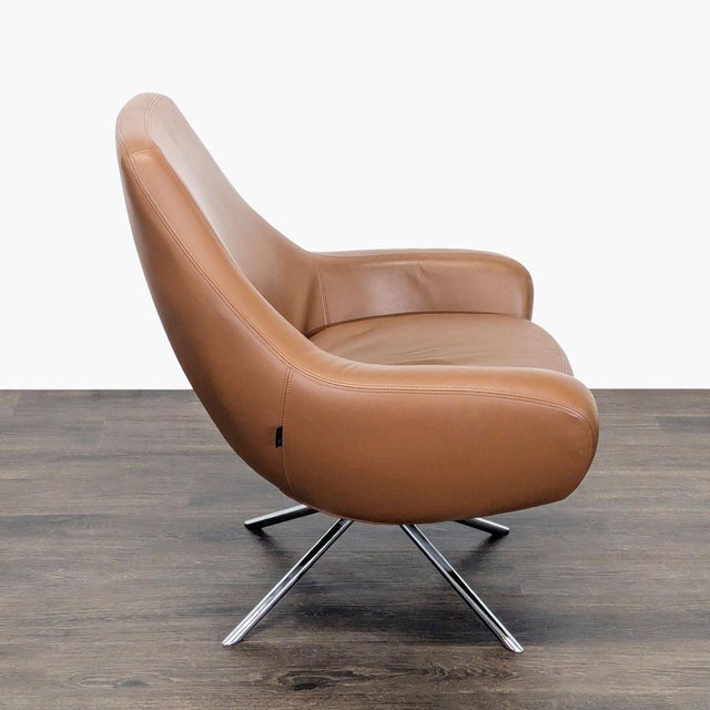 Design Within Reach Design Within Reach Noomi Modern Brown Leather Lounge Chair For Sale - Image 4 of 9
