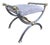 Vintage Hollywood Regency Brass and Nickel Curule Bench in Leopard Velvet For Sale