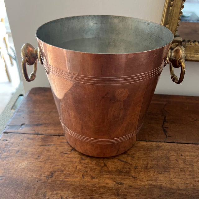 Antique Copper and Brass French Ice Bucket, Champagne Bucket