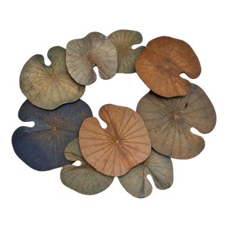 Sculptural Patinated Metal Lotus Leaf Wall Sculpture For Sale