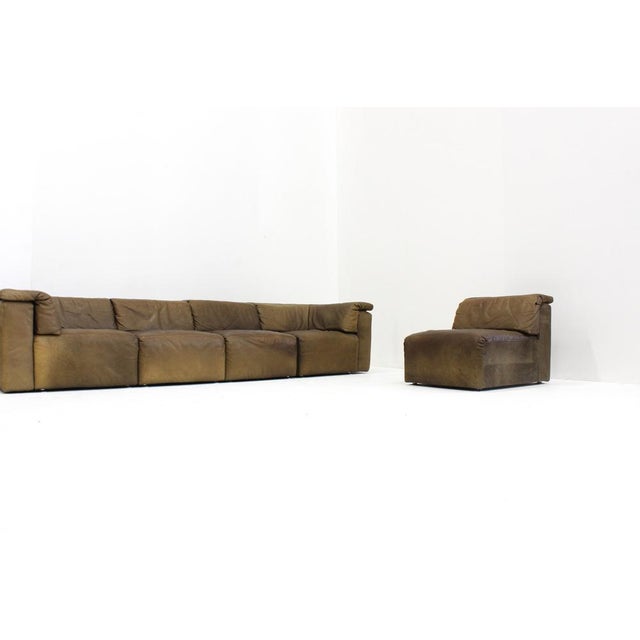 1970s Vintage Modular Leather Sofa from Straub, 1970s, Set of 5 For Sale - Image 5 of 12