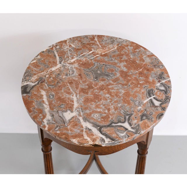 Late 19th Century Late 19th Century Oak Occasional Side Tables with Marble Tops from Gillows, 1893, Set of 2 For Sale - Image 5 of 16