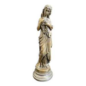 Auguste Moreau Nude Young Woman Holding Garland Bronze Sculpture