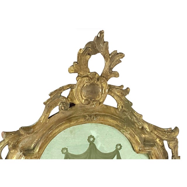 Early 19th Century Pair of 18th Century Venetian Giltwood Rococo Etched Glass Mirrors For Sale - Image 5 of 13