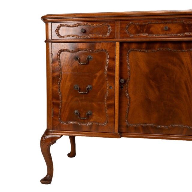 Late 19th Century Antique French Provincial Style Flamed Mahogany Sideboard Buffet For Sale - Image 5 of 12